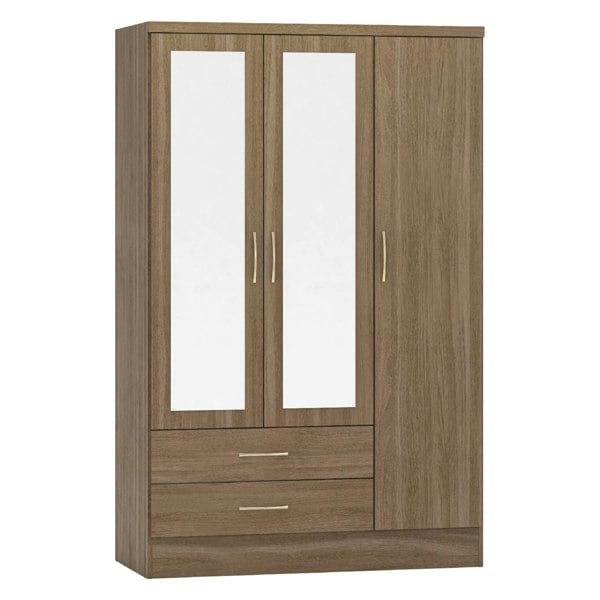 Seconique Nevada 3 Door 2 Drawer Mirrored Wardrobe