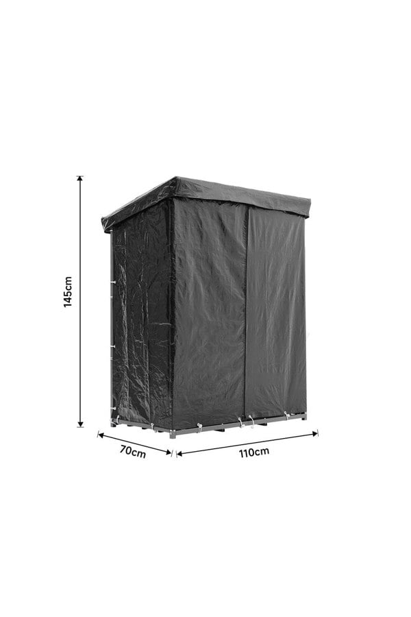 Garden Sanctuary Metal Tube Firewood Rack with PE Cover Roof Garden Sheds Living and Home