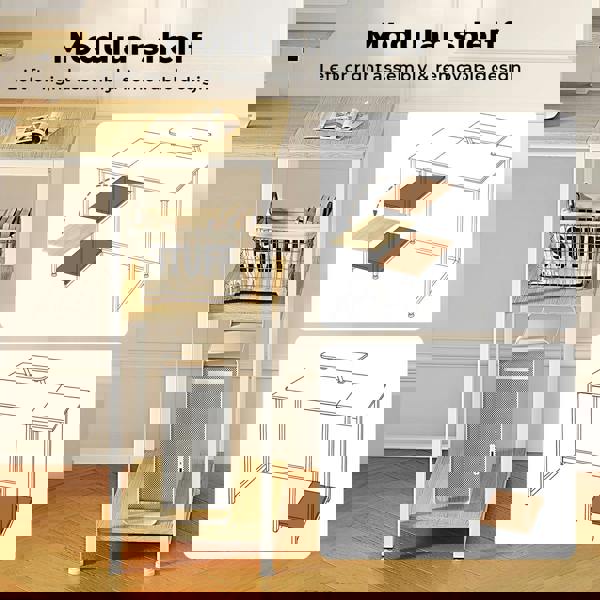 Levede Computer Desk Home Office Table with Storage Shelves Monitor Stand Oak