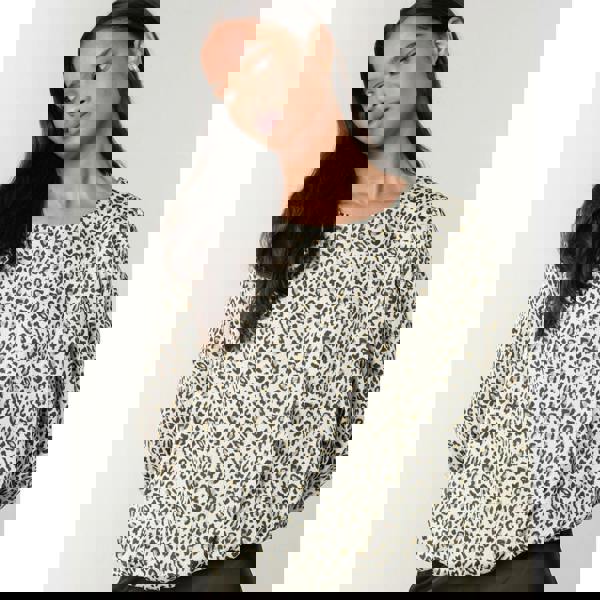 Blue Vanilla Leopard Print Elasticated Hem Blouse