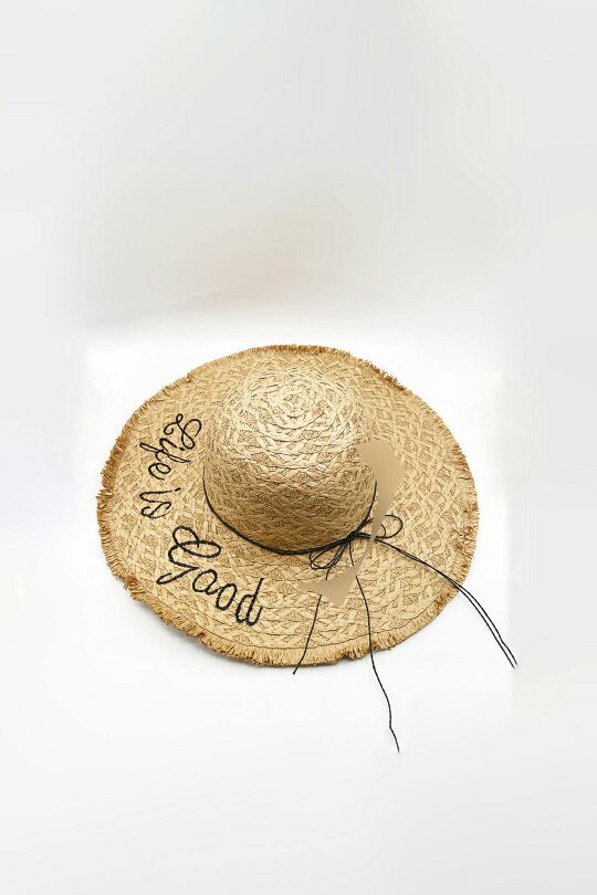 SVNX Life is Good Straw Sun Hat in Beige
