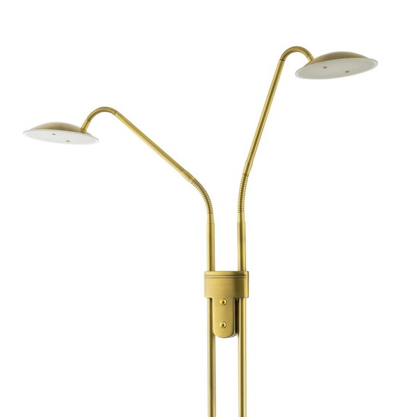 Double Arm Brass Floor Lamp with Dimmer and Colour Control Warm-Cool White Image 3