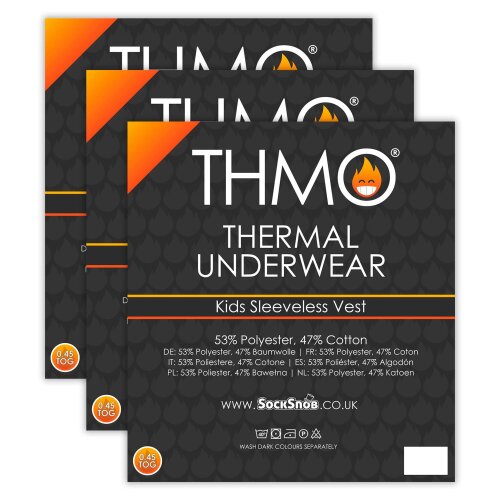 THMO Kids 3 Pack Sleeveless Thermal Vests School Winter Base Layer Underwear
