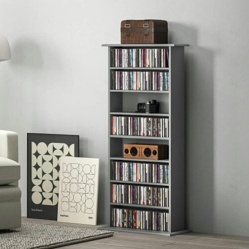 Wyld Haus Wood Grey CD Storage Unit With 360 Disc Capacity