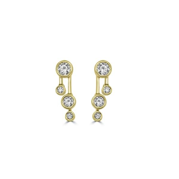 Sarah Layton 18ct Yellow Gold Round Brilliant Cut Diamond Bubble Drop Earrings - 0.39ct