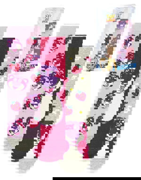 Disney Toy Story Womens Multicoloured Lotso Calf Socks Set of 3