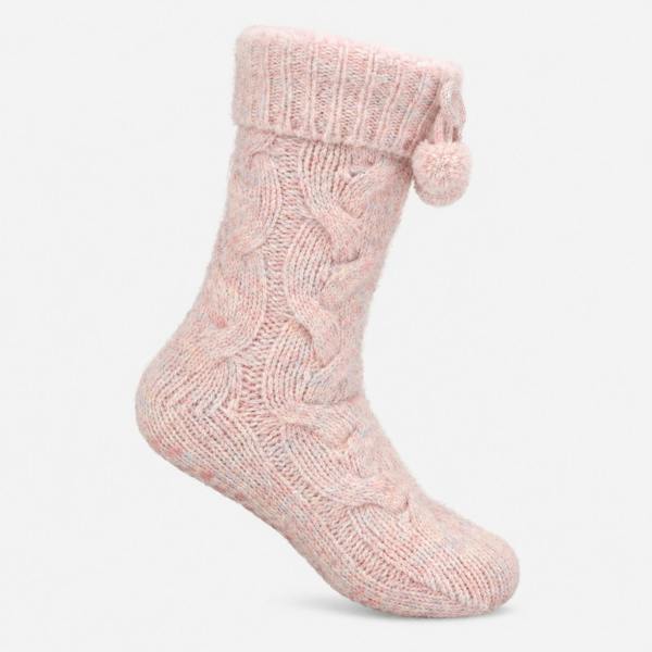 Totes PREMIUM CHUNKY KNIT SLIPPER SOCKS Crew Socks Crew Socks   in  Pink