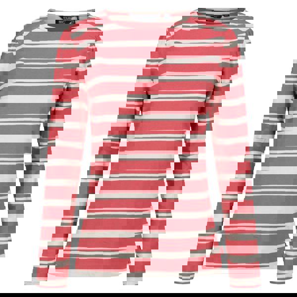 Regatta Womens/Ladies Federica Stripe Long-Sleeved T-Shirt - Mineral Red/Light Vanilla