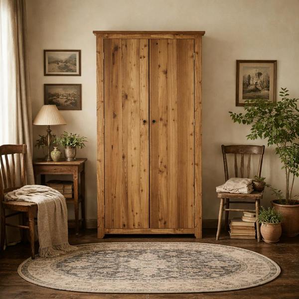 Wyld Haus Tralee Brown Wood Double Door Wardrobe