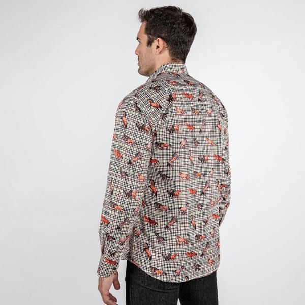 PLAID HOUNDSTOOTH MUSTANG PRINT SHIRT - Premium Men's Patterned Shirt by Claudio Lugli | Bold Design, Tailored Fit, Best Printed Shirts