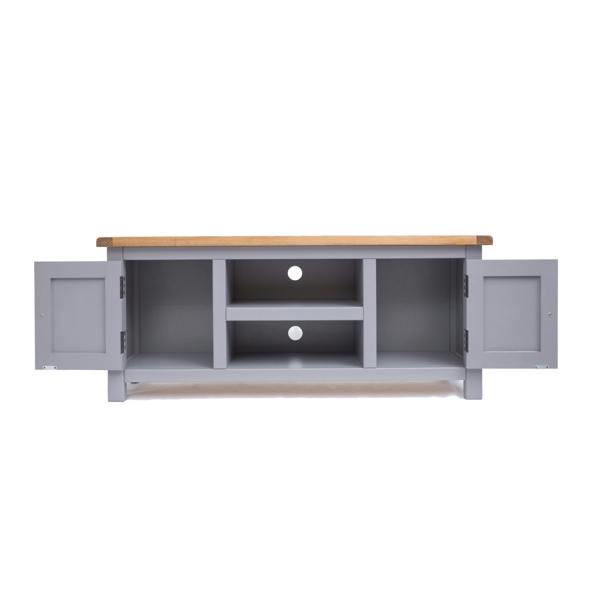 Cabinet Bits Mirano Grey 2 Door TV Cabinet Brass Knob