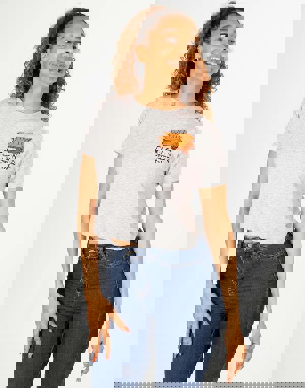 Friends Womens Grey Central Perk Couch Cropped Short Sleeved T-Shirt