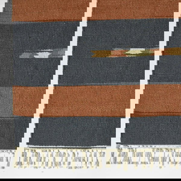 HOMESCAPES Lundi Orange & Blue Kilim Cotton & Jute Rug