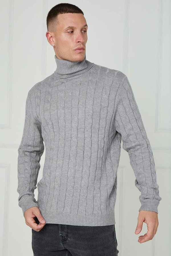 Men’s Cable Knit Turtleneck Jumper