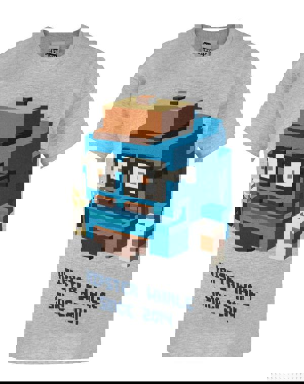 Crossy Road Boys Grey Hipster Whale Short Sleeved T-Shirt