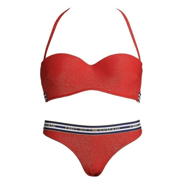 Emporio Armani Cruise Padded Bikini Top & Bikini Bottom, Red