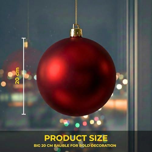 Shatchi 20cm Matte Dark Red Christmas Bauble for Festive Home Décor and Tree Displays