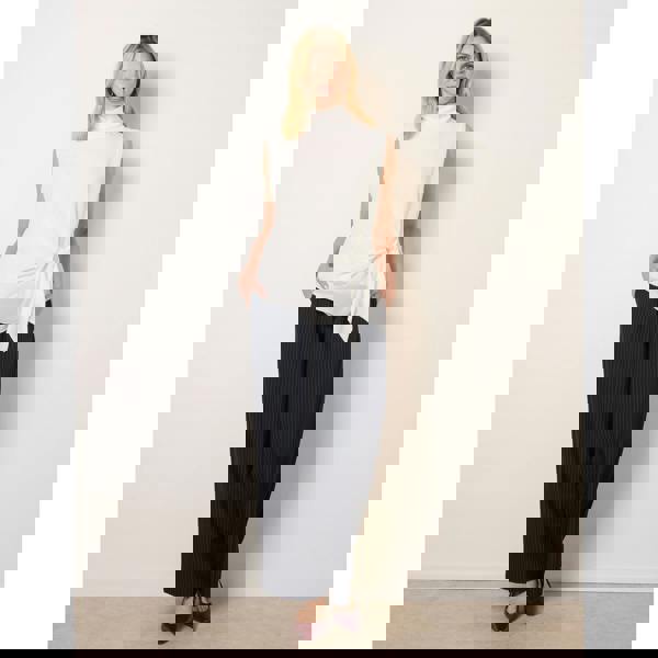 Blue Vanilla Sleeveless Cowl Tie Front Chiffon Blouse