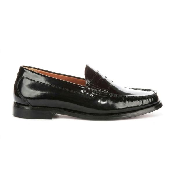 Justin Reess Joseph - Men's Black Penny High-Shine Polished Loafers