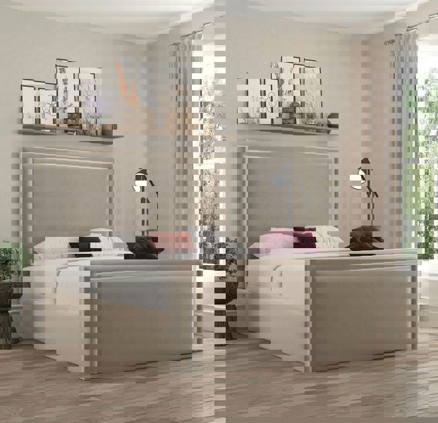 DS Living Verona Piping Frame Bed - Bistra Beige