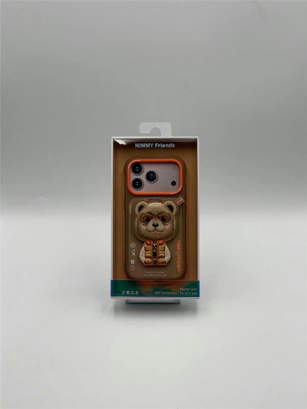 Nimmy Friends Nimmy Cool & Cute 2.0 Bear Case with MagSafe Stand for iPhone 17 Pro 6.3" Brown Orange - N-YJKM-CXZJZH-IP17-PRO-011-B