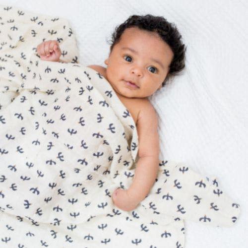 Lulujo - Cotton Swaddle - Black Bird & Mudcloth - 2 Pack