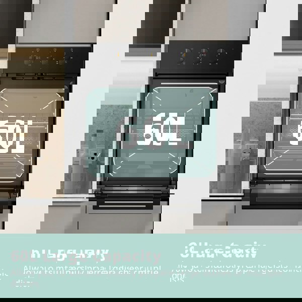 Living and Home 60L Mechanical Control Built-in Electric Fan Oven with Air Fry Function