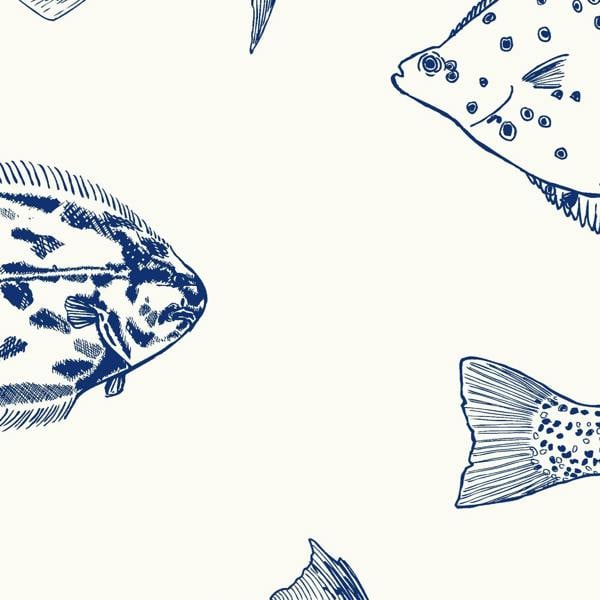 Joules Name The Plaice Wallpaper - Coast Blue - 10m