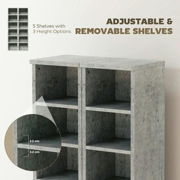 Bobobiy Set of 2 CD Media Display Shelf Unit Tower Rack with Adjustable Shelves, Grey