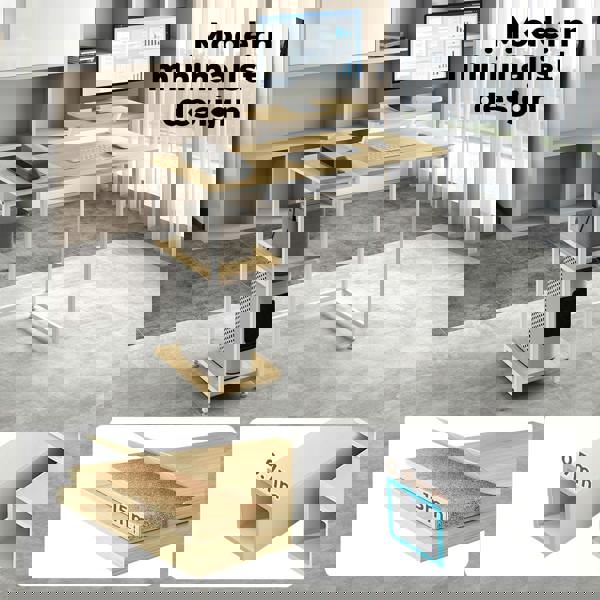 Levede Office Desk Ergonomic Computer Table with Storage Shelves Monitor Stand