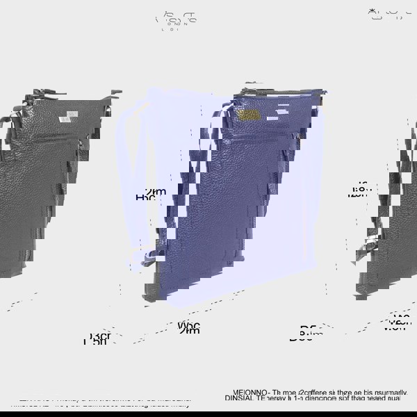 Assots London 'EDITH' Navy Pebble Grain Leather Crossbody bag