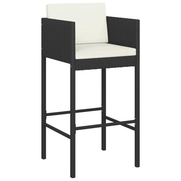 Berkfield 7 Piece Garden Bar Set with Cushions Black Poly Rattan