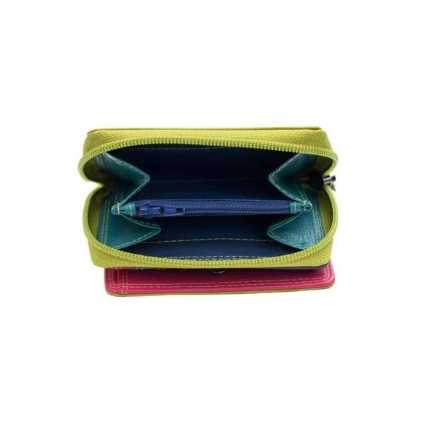 inside  view of green small soft leather purse katie london