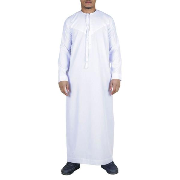 Infinity Leather Men's Thobe Emirati Islamic Jubba Robe Eid Tassel Slim Fit