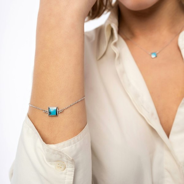 Spero London Turquoise Square Sterling Silver Necklace