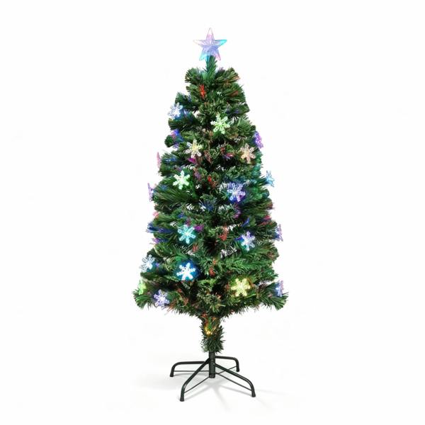 2ft to 6ft Snowflakes Fibre Optic Pre-Lit Artificial Christmas Trees with LEDs image 1