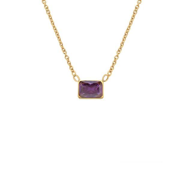 Say It With Emerald Cut Birthstone Necklace - Yellow Gold