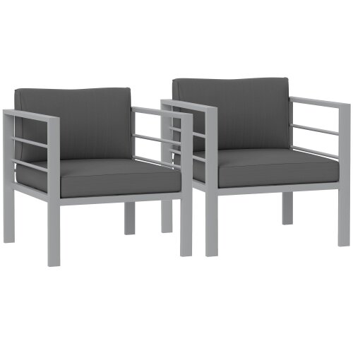 Wyld Haus Ketael Set of 2 Dark Grey Metal Outdoor Garden Chairs With Cushions