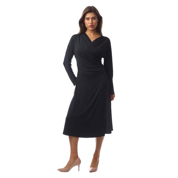 Boss Womens Ettita Wrap Front Midi Dress - Dark Blue
