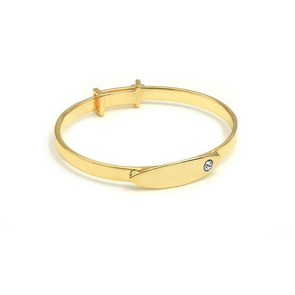 Say It With Baby Engraved Clear Stone Bangle - Yellow Gold Plated