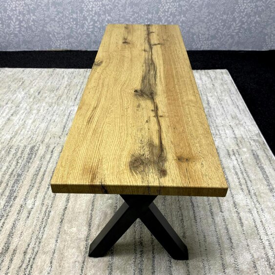 Kosy Koala Modern Dining Table and 2 Benches Set  Wooden Effect Dining Table Set - Dining Room Furniture