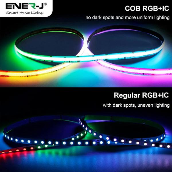 ENER-J Smart RGB COB LED Strip Light Kit 5M, 576 LEDs/M, Tuya WiFi & Remote Control, Works with Alexa & Google Assistant