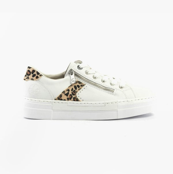 Rieker Zip Womens Shoes - White Combination (N4924-81)