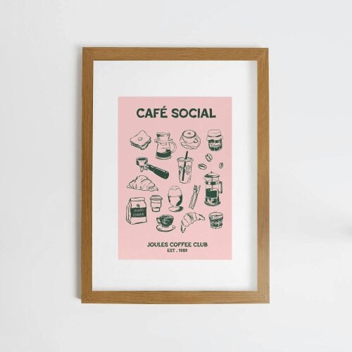 Joules 89 Breakfast Club Pink A2 Wood Frame | Pink