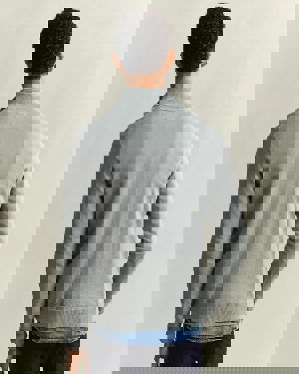 GANT Mens Classic Cotton Half Zip Jumper - 10 Ceramic Grey