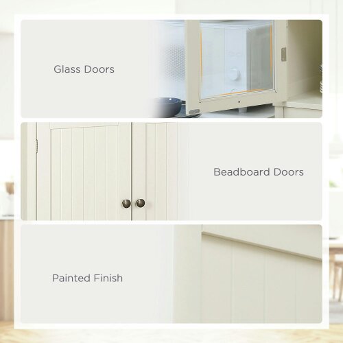 Wyld Haus Fidozi Wooden Cream White 5 Tier Freestanding Kitchen Cupboard With Adjustable Shelves And Drawer