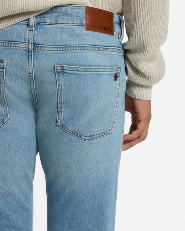 BOSS Orange Delaware Mens slim - fit jeans in blue comfort - stretch denim - Bright Blue 430 | CHO | Designer Mens,Trousers,Jeans