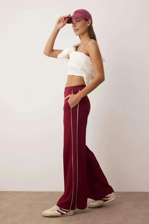 WOVCOR Wide Leg Knit Sports Jogger with Piping Detail