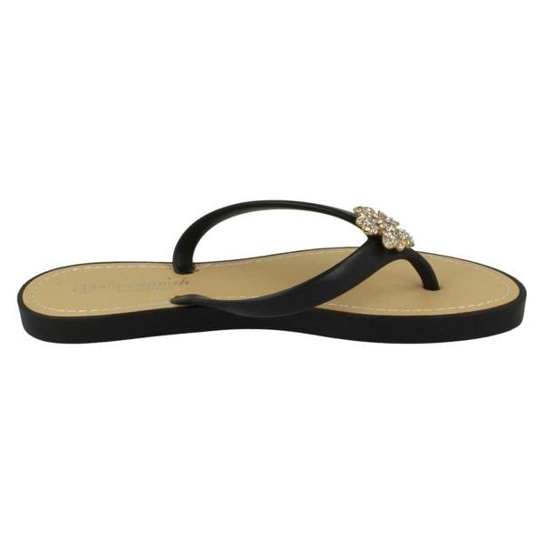 Savannah Ladies Savannah Toe Post Diamante Flower Detail Sandals