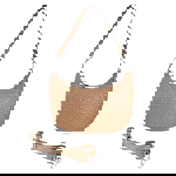 Real Hide Bags 'Wonder Weave' Dark Tan Real Leather Woven Designer Shoulder Crossbody Bag